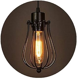 Modern Vintage Industrial Black Metal Wire Cage Loft Pendant Lamp Ceiling Light Shade Retro Small Hanging Lighting Fixture E27 Socket