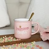 GRUSS & CO Kubek z motywem "Księżniczka" | porcelana New Bone China, wygląd emalii, 35 cl | prezent do szkoły, dla dziewczynki | 45781: porcelanowy kubek o nostalgicznym wyglądzie emalii