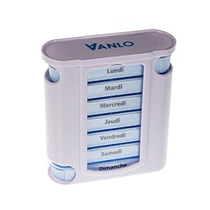 VANLO Pillendoos “Tower” 7 dagen met 4 vakken per dag, pillendoos, tablettendoos, weekdoseerder, medicijnbox in Frans