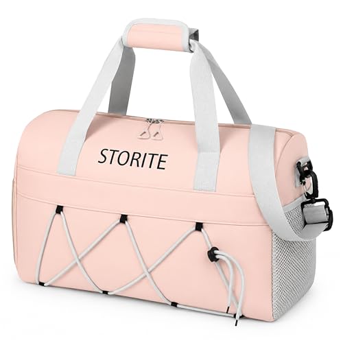 Storite Travel Duffel Bag with Shoe Compartment, Pink, 48.5x17.5x27 cm
