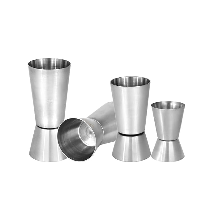 Image of Stainless Steel Tall Peg Jigger Shot Glass Set | Double Side Drink Measuring Bar Tool(15-30ml, 20-40ml, 25-50ml, 30-60ml) | Set of 4 Bar Jiggers for Cocktails