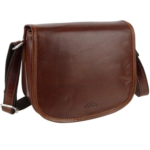 Image of Oakridge Leather Ladies Cross Body Saddle Bag - Cognac