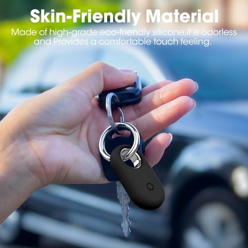 Compatible with Samsung Smart tag 2 Case 4 Pack with Keychain,Soft Silicone Shock Resistant for Galaxy Smarttag 2 Holder, for Luggage, Keys, Dog Collar for Smarttag 2 Case Cover(Black,white,blue,pink)