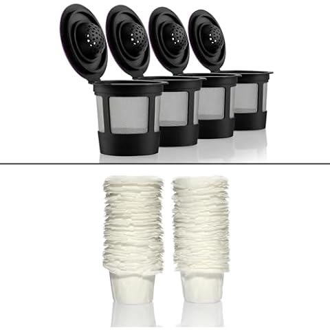4 Reusable K Cups and 100 Disposable Paper Filters for Keurig Cover