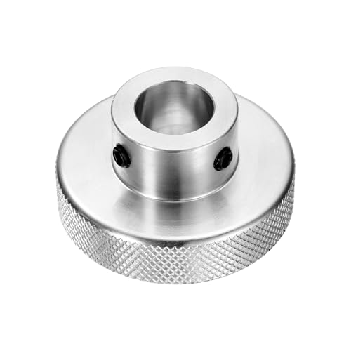 uxcell Anodization Aluminum Alloy Handwheel 16mm Bore 50mm OD Knurled Knob Turning Handle with Wrench for Milling Machine Lathe Slide Displacement Platform