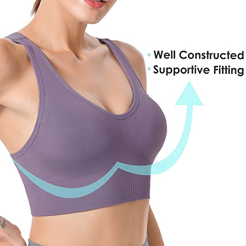 Image of Evercute Sports Bras for Women Padded Medium Support Criss Cross Strappy Bra Seamless High Impact Yoga Exercise Athletic Bras