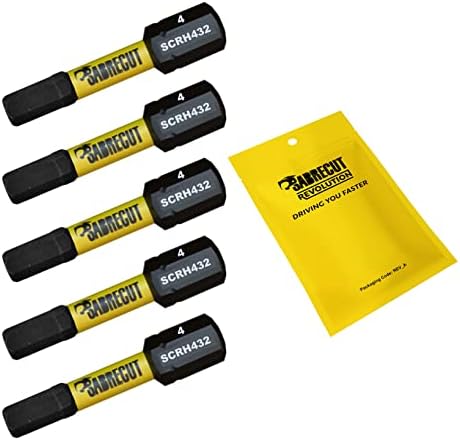 5 x SabreCut SCRH432_5 32mm H4 Hex Magnetic Impact Screwdriver Driver Bits Set Single Ended Heavy Duty Compatible with Dewalt Milwaukee Bosch Makita and Others