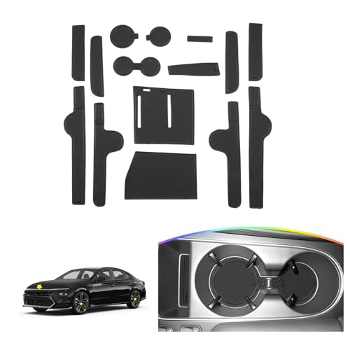 SKTU Door Slot Mat for 2024 2025 2026 Hyundai Sonata Accessories Door Groove Gate Pad 15Pcs Fit 2024-2026 Hyundai Sonata Door Compartment Cup Center Console Liners 2024-2026 Sonata Floor Mats (Black)