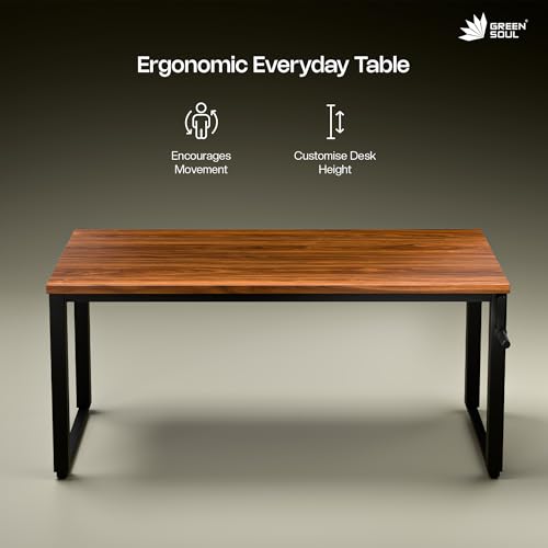 Image of Green Soul Rise (5 Ft) Manual Height Adjustable Table|25mm Thick One Piece Table Top|80 KG Load Capacity|Engineered for All Heights (3 Stage Design)3 Year Warranty|Installation Provided (Antique Wood)