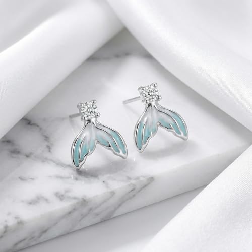Image of Gold Starfish Mermaid Tail Dangle Drop Earrings for Women, Trendy Cute Pearl Fish Tail Shell Textured Hoop Dangling Earing Summer sea Beach Jewelry Gift.