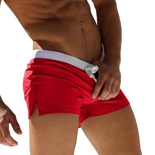 Mens Sexy Briefs Drawstring Square Leg Swim Wear Solid Color Swimsuit Athletic Bathing Suit Swimming Trunks2