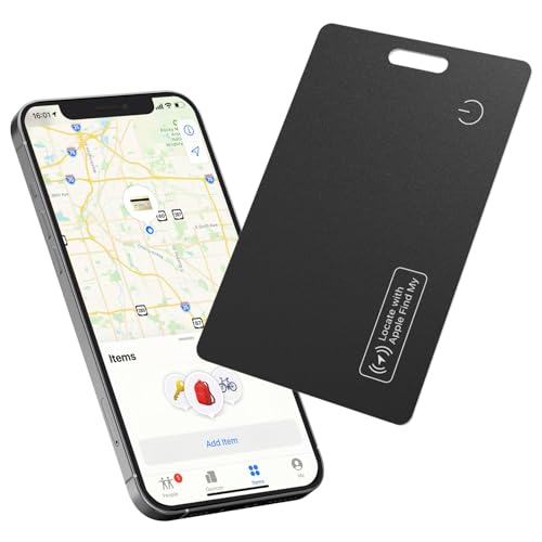 Reyke Dünne Geldbörsen-Tracker-Karte, wiederaufladbarer Geldbörsenfinder, kompatibel mit Apple Find My (nur iOS), Gegenstände-Finder für Gepäckanhänger, Handys und Reisepässe