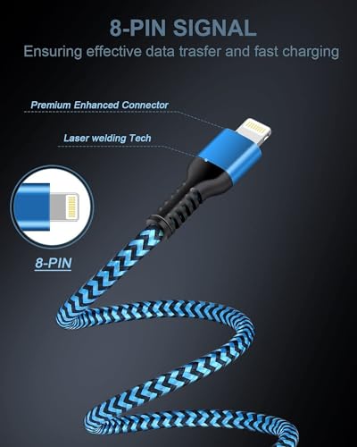 Image of USB A to Lightning Cord, 4Pack /10Ft Nylon Braided iPhone Charger Cable, Apple Approved Fast Charging Power Wire for iPhone 14, 14 Pro Max, 13 Pro Max, 13Pro, 13, 13 Mini, 12 11 10 XR XS X 8 Plus 7 6