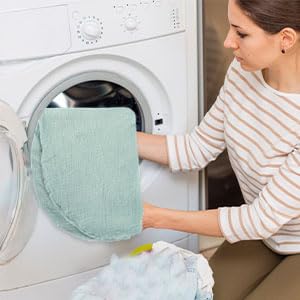 Miniatura 7 de Hooyax Funda de muselina para tumbona de bebé, funda suave de algodón orgánico para recién nacidos, para bebés niños y niñas (azul-verde)