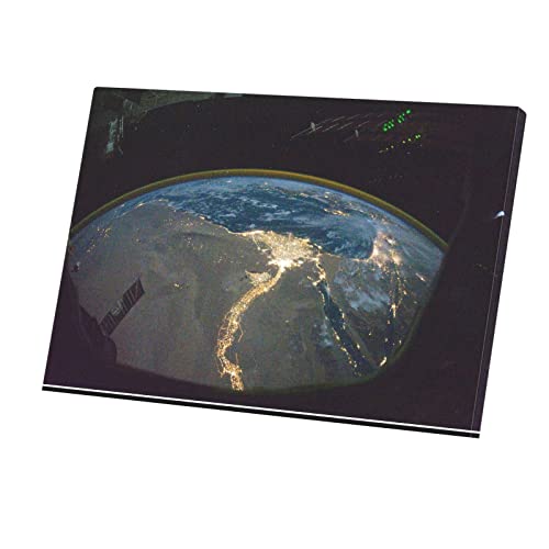 Tableau terre de nuit Égypte ISS 88x60cm toile imprimée espace