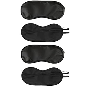 luoshaPUCY 4 pz Mascherina per Dormire per Donna e Uomo, Maschera per il Sonno, Pisolino, Meditazione, Viaggi(Nero)