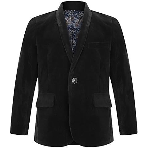 Boys Velvet Blazer Jacket Black Navy Burgundy 1 to 15 Years (11, Black) Cover