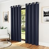 Enhanced Living Nightfall Eyelet Blackout Curtains - Thermal Navy Blue Curtains...