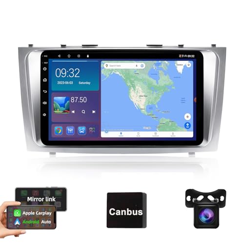 AMEROBO [4+64G] Android 13 Car Radio for Toyota Camry 2007-2011 Carplay Android Auto, 9 Inch Touchscreen Android Stereo Navigation Head Unit with Bluetooth Mirror Link WiFi DSP and AHD Backup Camera