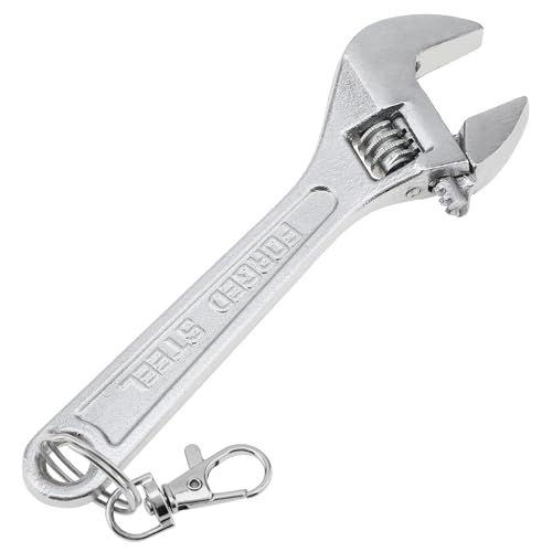 OriGlam 6 Inch Mini Wrench Keychain, Stainless Steel Wrench Key Chain, Adjustable Keyring Wrench Spanner Keychain, Novelty Key Ring Tools for Men Women (Silver)