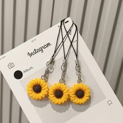 Image of 8 Pieces Phone Charms, Sunflower Charms for Phone Case, Cute Bag Charms for Handbags, Phone Accessories for Girls, Mobile Keychain, Aesthetic Keychains for Women