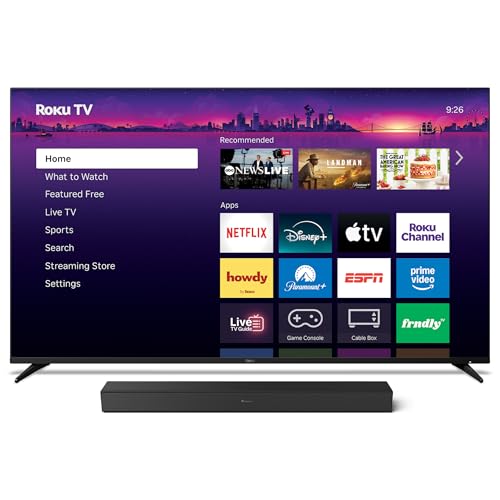 Image of Roku Smart TV - 65-Inch Pro Series, Mini-LED TV - RokuTV with Backlit Voice Remote Pro - Flat Screen 4K QLED Television TV Wireless Soundbar, Soundbar Exclusively for RokuTV