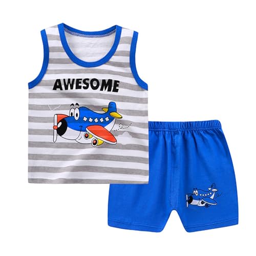 Image of Toddler Boys 4PCs Tank Top and Shorts Set Summer Clothes Cotton Outfits