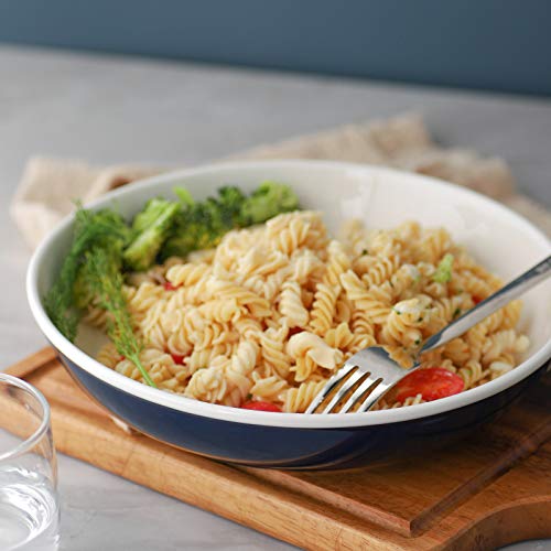 Samsle 30 Oz Pasta Bowls, Blue Large Ceramic Salad, Soup, Dinner Bowls Plates, Bowl Set Of 6, Oven, Microwave, Dishwasher Safe #TOP4