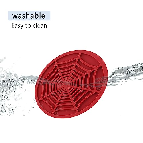 Image of 4PCS Silicone Car Coasters,Unique Spider Web Non-Slip Car Cup Holder Coaster Car Interior Accessories,Universal 2.75 Inch Car Drink Coaster for Women Men (Red)