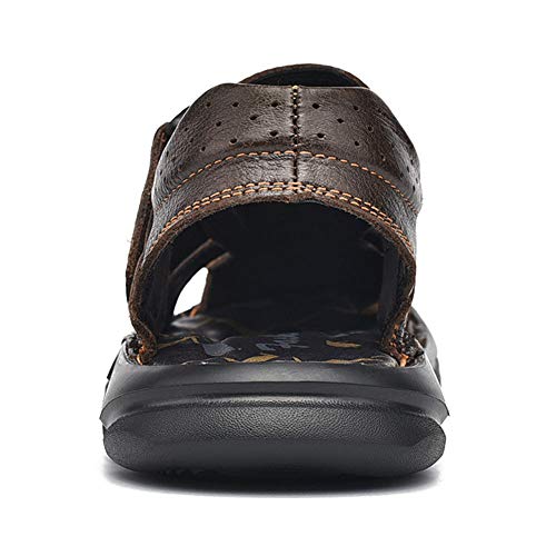YONGJIA Mens Leather Handmade Sandals Closed Toe Casual Outdoor Adjustable Summer Shoes3