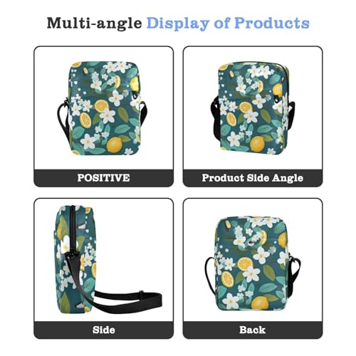 Crossbody Bag Lemon Flower Summer Messenger Bag for Women Men Purse Shoulder Bag Satchel Bag with Adjustable Strap 214A93544