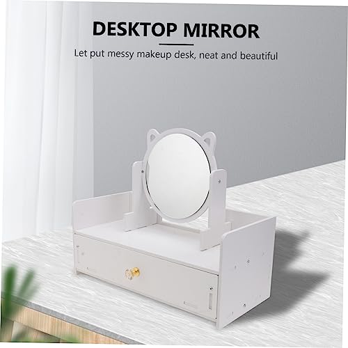 Espejo de maquillaje compacto BESPORTBLE con almacenamiento miniatura 3
