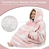 Catalonia Pink Plaid Oversized Wearable Blanket Hoodie Sweatshirt, Comfortable Sherpa Lounging Pullover for Adults Men Women Wife Girlfriend, Gift for Her #4