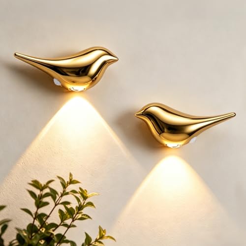OLISHALIGHT Motion Sensor Wall Light: 1200mAh (2 Gold)