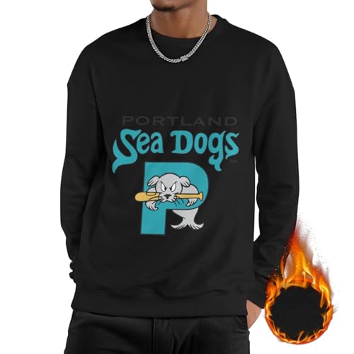 Portland Sea Dogs Men'S Fleece Crew-Neck Hoodie Long Sleeve Fleece Sweatshirt-