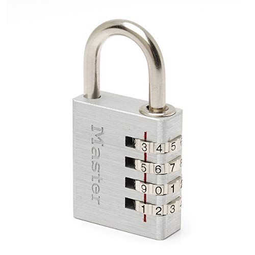 Master Lock 7640EURD Cadenas à Combinaison Programmable en Aluminium, gris, 4 x 7,8 x 1,5 cm