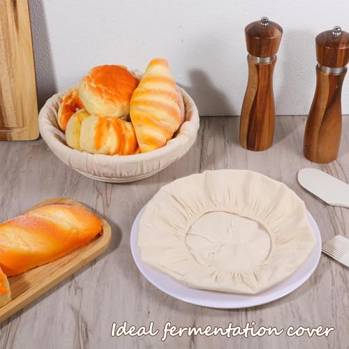 Miniatura 7 de Noaxylic 6 Piezas Leineneinsatz, Cubierta De Cesta De Masa Para Hornear, Fundas Premium Para Banetones Para Pan, Algodón Lino Prueba Pan Cesta, Funda Banneton, Para Canasta Ovalos Y Círculos 25cm
