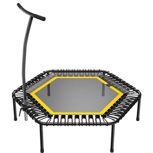 bellicon Jumping Fitness Trampolin 137cm bis 150 kg  Extra Stark  | 3-teiliger Rahmen mit Haltegriff - Einfacher Aufbau | Mit Patentierten Seilringen | Das Original - Made in Germany  Gelb