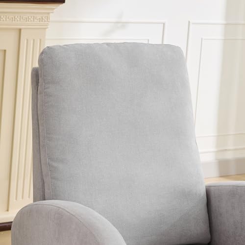 Image of Rocking Chair Nursery, Glider Rocking Accent Chair with Wood Legs, High Back Pocket Modern Upholstered Nursery Chair, Comfy Accent Rocker Armchair for Living Room Bedroom, Light Gray
