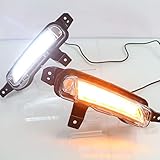 July King LED Front Bumper Daytime Running Light Compatible for Suzuki Vitara 2015-2020, LED 6000K Front Bumper DRL With Yellow Turn Signals Light