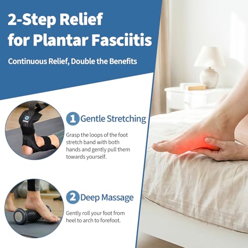 Image of comness Plantar Fasciitis Relief Kit - Foot Stretcher and Foot Massager Roller, Stretch and Roll Routine for Heel Pain,Arch Pain, Simple At-Home Daily Foot Care