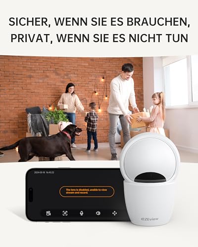 CZEview 3K 5MP Überwachungskamera Innen, 2,4/5Ghz Dual-Band WLAN Kamera Überwachung Innen, Hundekamera Haustierkamera mit APP, 360° Kamera Indoor, Zwei-Wege-Audio, Nachtsicht, AI Bewegungserkennung