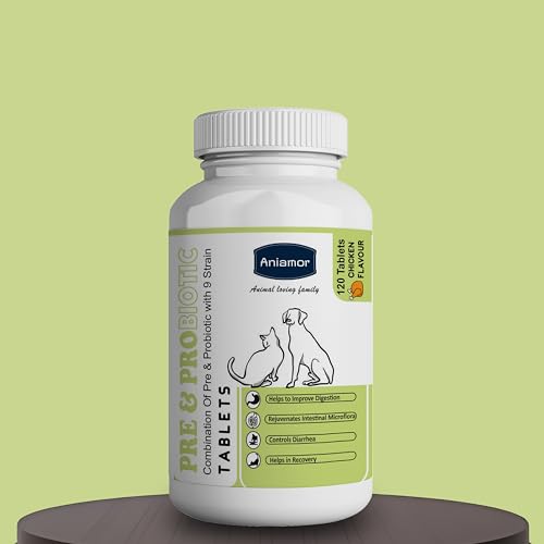 Aniamor Pre - Probiotic Tablets for Dogs and Cats | Helps in Proper Digestion | Dogs and Cats Supplement | Chicken Flavour | for All Life Stages | 60 Tablets