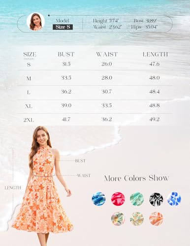 Image of Bbonlinedress Women Floral Midi Dress 2026 Halter Summer Spring Boho Casual Beach Vacation A-line Flowy Sun Dresses