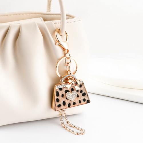 GLOGLOW Purse Keychain, 3D Sparkling Charm Rhinestones Leopard Wallet Key Ring for Women Girls Car Keys Bag - Image 5