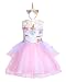 KABETY Baby Girl Unicorn Costume Pageant Flower Princess Party Dress with Headband (130cm, Pink)