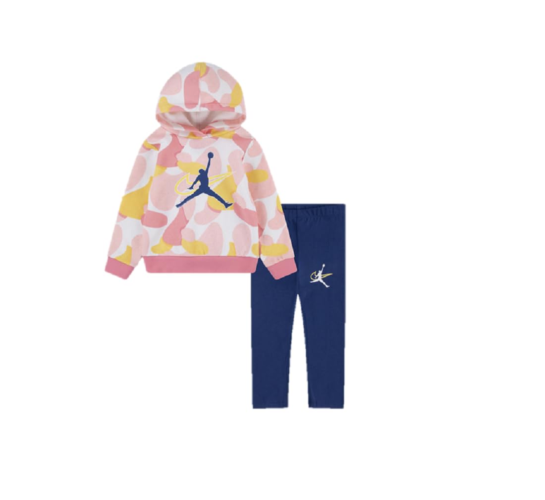 NIKE Jordan Jumpman 2-teiliges Baby-Set mit Kapuze, Sweatshirt, Leggings, Baby-Mädchen, Rosa-Weiß, Grafik, 12 Monate, mehrfarbig, 12 Monate