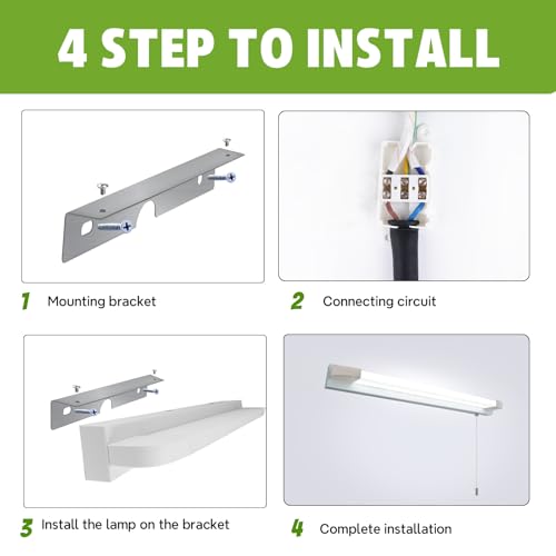 Luxvista LED Bathroom Mirror Light with Pull Cord Switch 7W, IP44 Waterproof Bathroom Wall Light with Pull Cord, Wall Light Over Mirror Lamp for Shaving and Makeup, Cool White 6000K - Cosy Home Interiors Luxvista LED Bathroom Mirror Light with Pull Cord Switch 7W, IP44 Waterproof Bathroom Wall Light with Pull Cord, Wall Light Over Mirror Lamp for Shaving and Makeup, Cool White 6000K - Image 5