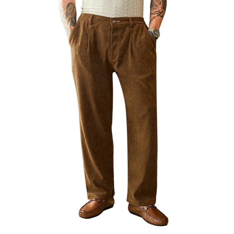 Campus Sutra Men's Trousers for Casual Wear | Mid-Rise | Straight Fit | Button Closure | Trousers Crafted with Comfort Fit for Everyday Wear in neutral