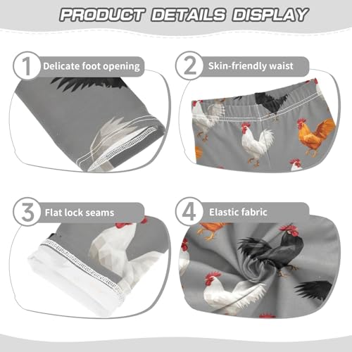 J JOYSAY Colorful Rooster Gray Girls Leggings Soft Comfortable Stretchy Kids Toddler Leggings Size 4-10T3